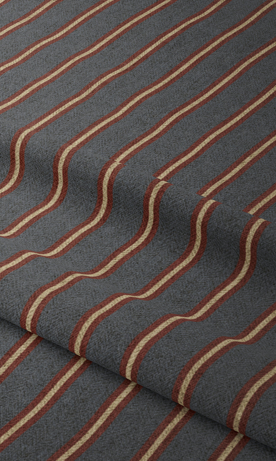 Modern Striped Fabric Material By the Yard (Grey & Red)