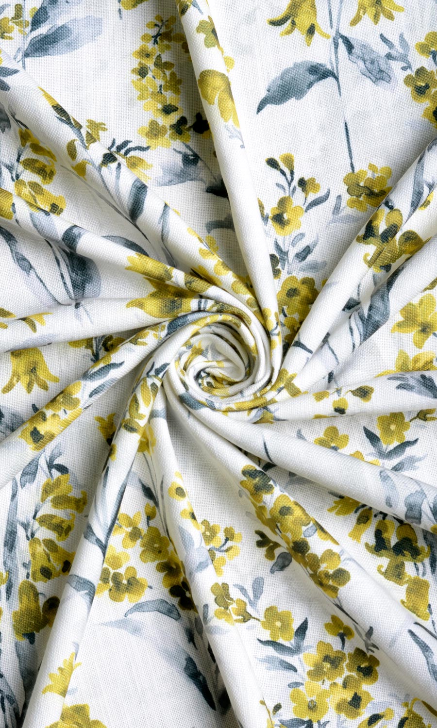 Floral Print Fabric Sample for Roman Blinds & Shades (Yellow/ Gray)