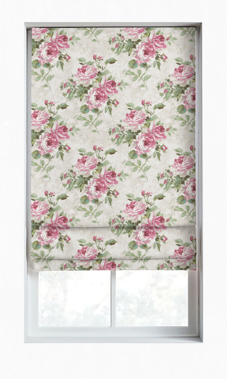 Floral Dimout Window Treatments Fabric By the Yard (Pink/ White/ Green)