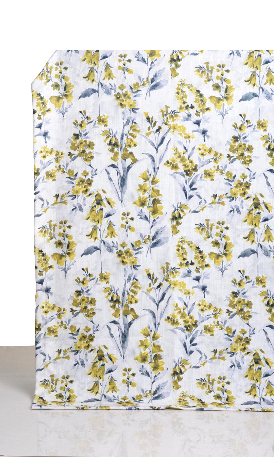 Floral Print Window Treatments Fabric By the Yard (Yellow/ Gray)