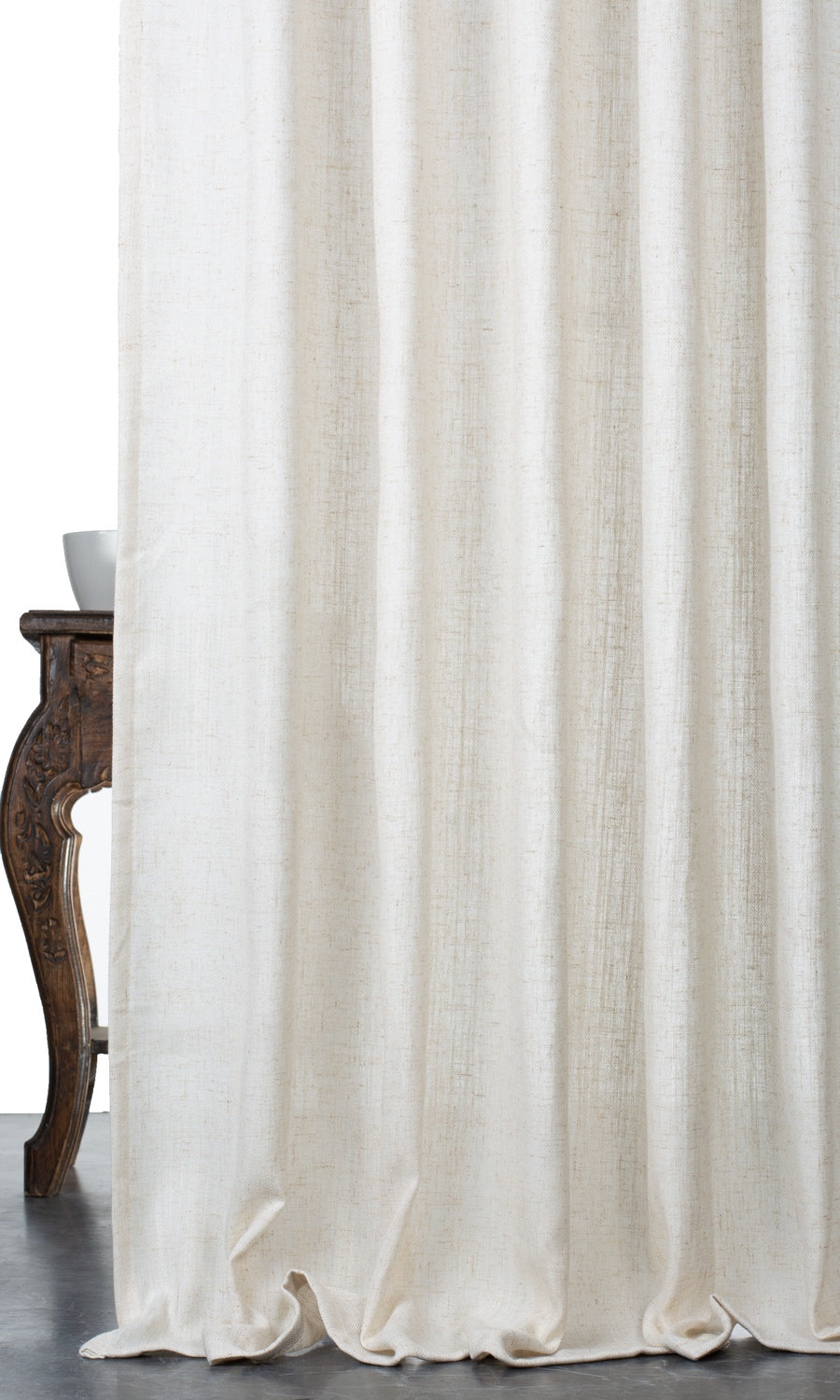 Semi-Sheer Linen Texture Window Treatments Fabric Sample (Cream)