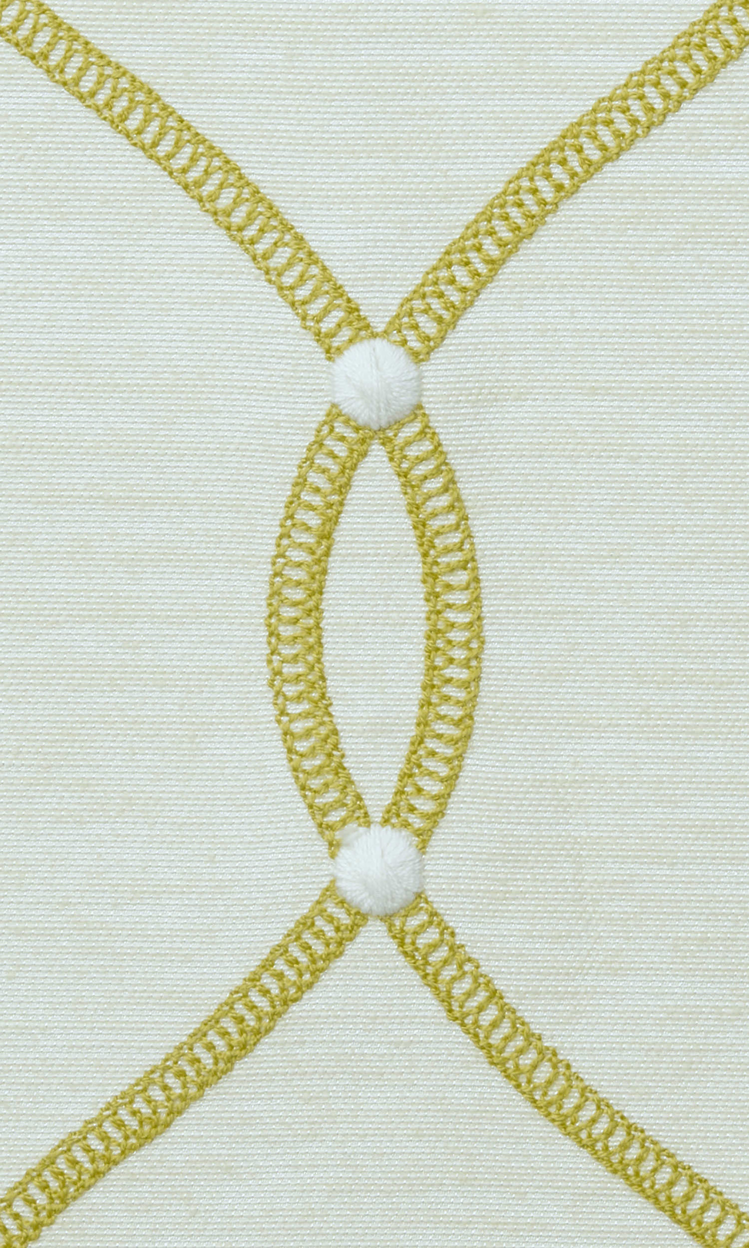 Ogee Embroidery Home Textile Fabric Material By the Yard (White/ Yellow)