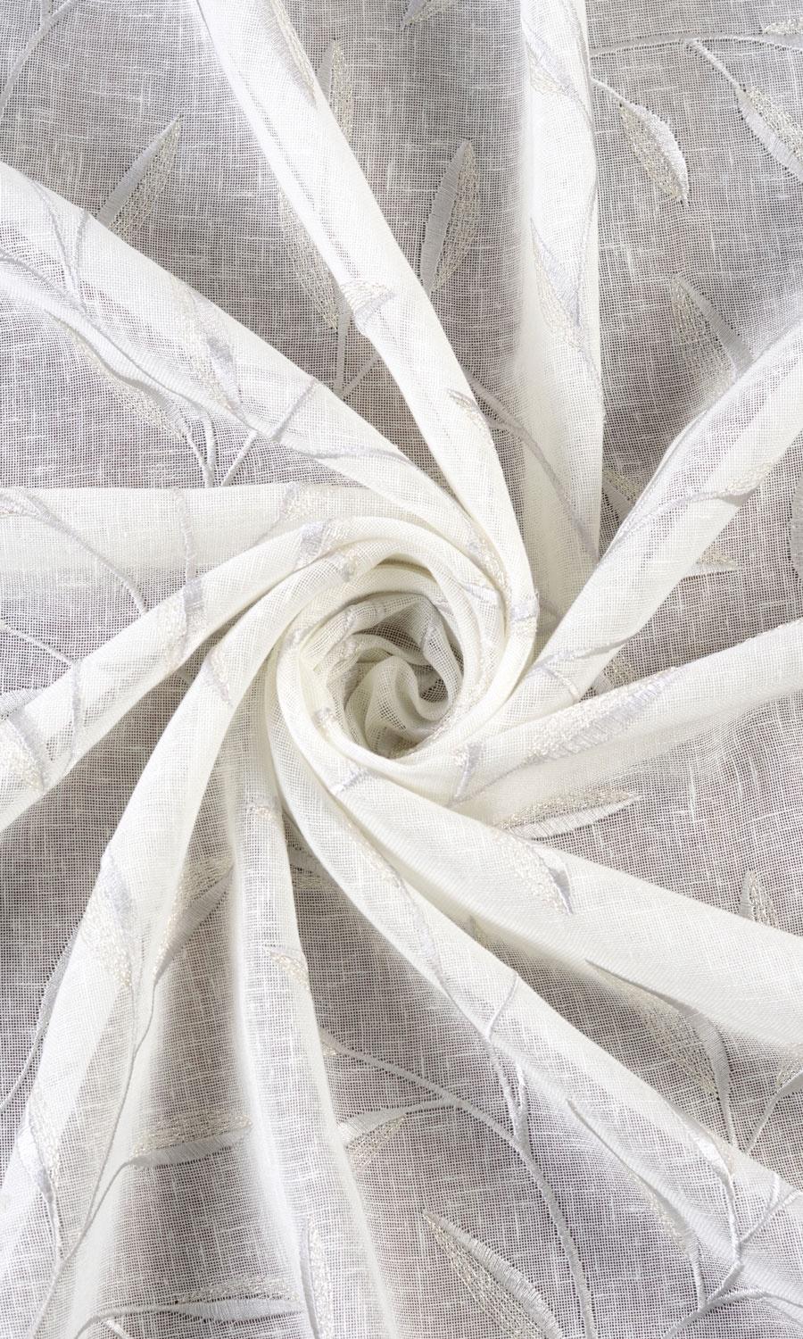 Sheer Floral Embroidered Fabric Material By the Yard (White/ Gray)