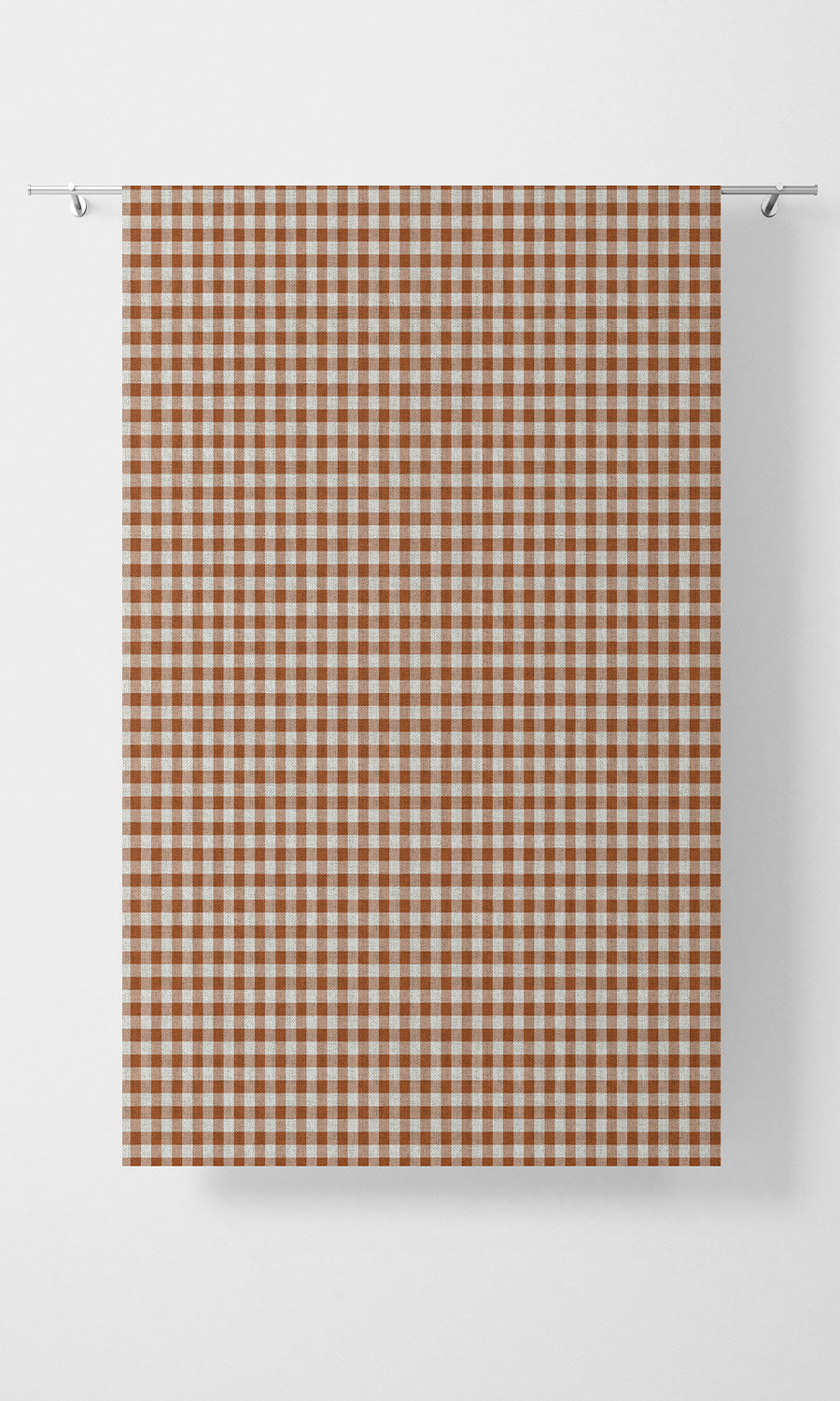 Checked Home Textile Fabric Material By the Yard (Burnt Orange/ White)
