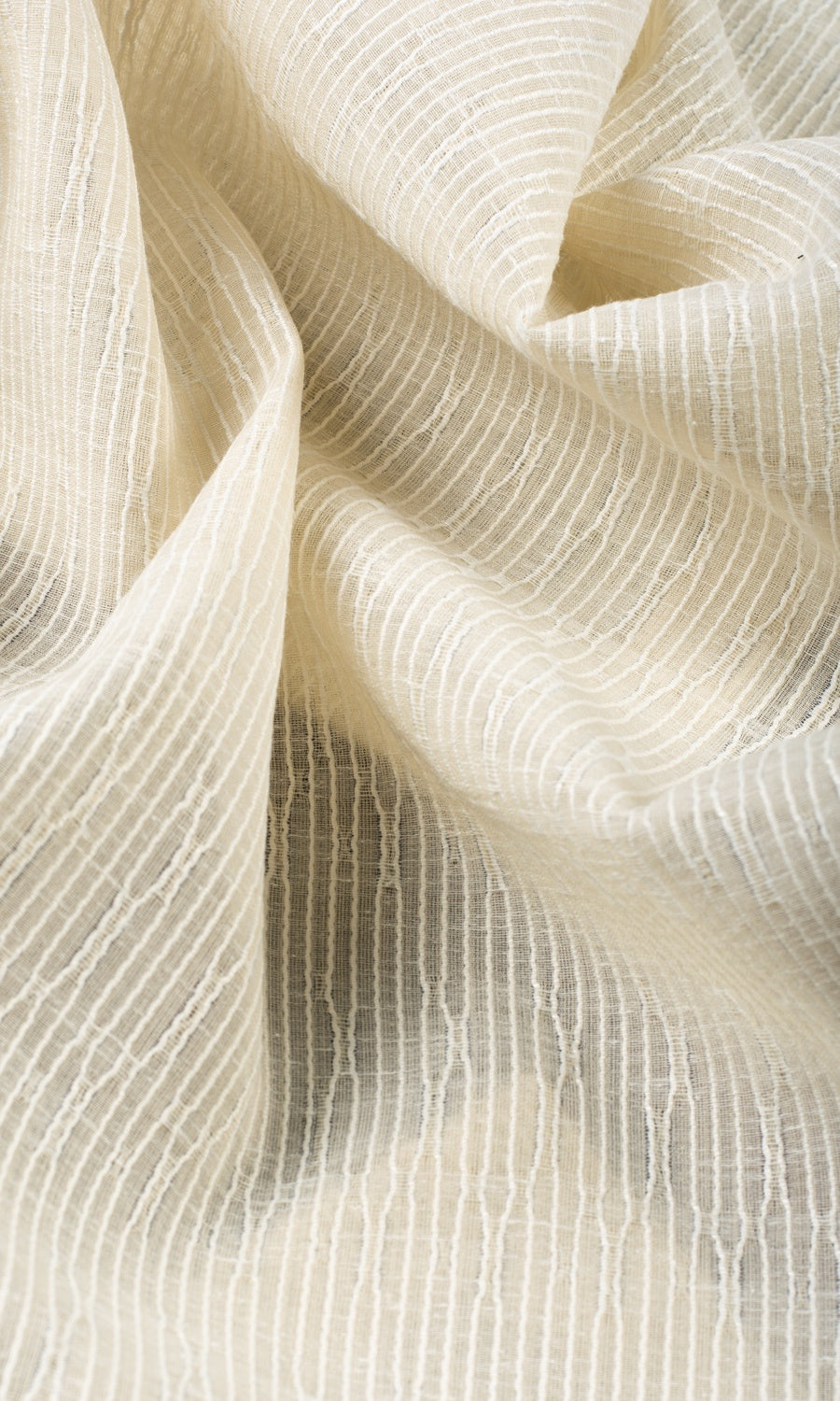 Textured Sheer Free Fabric Material Sample (Ivory-Beige)