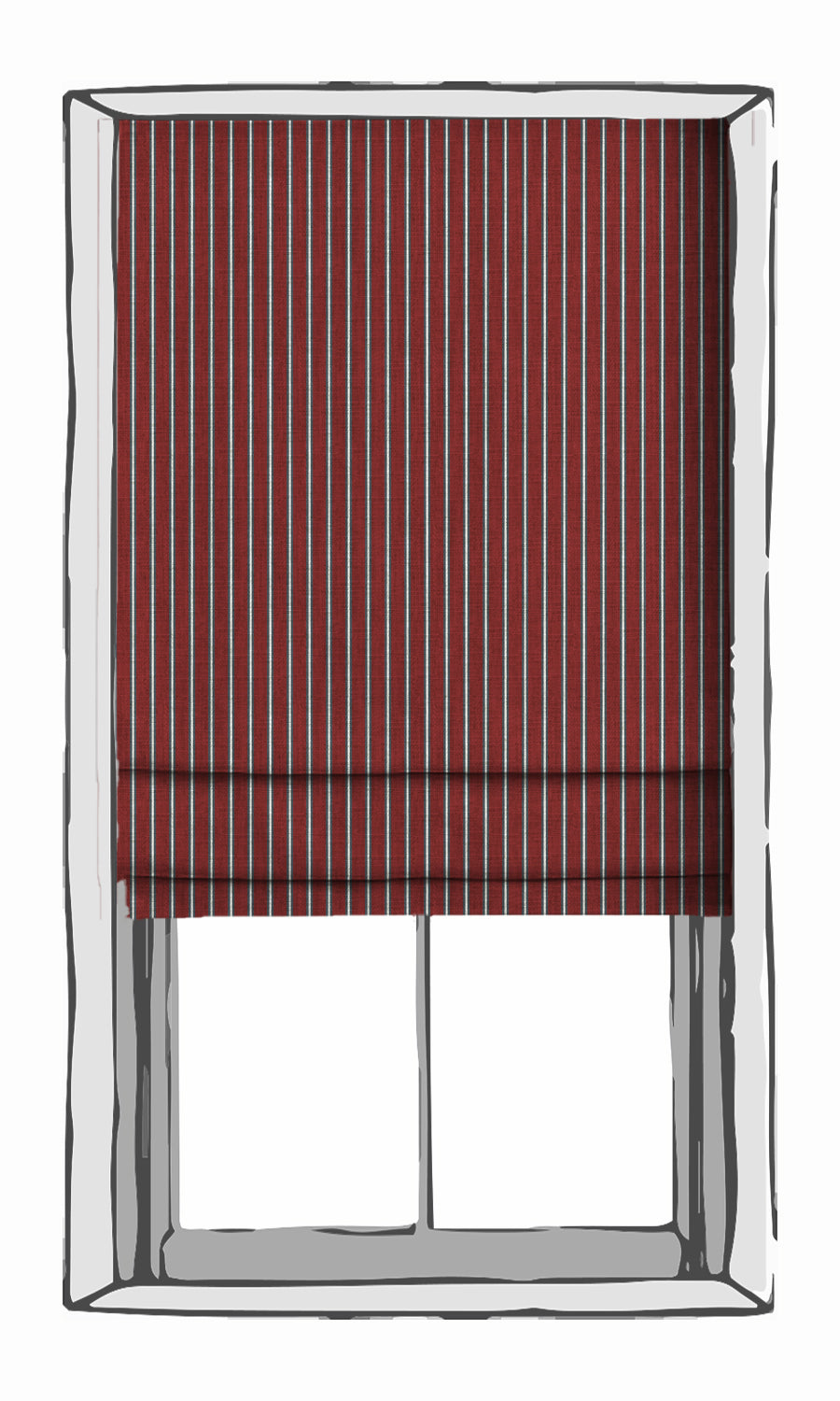 Modern Striped Window Treatments Fabric By the Yard (Slate Grey/ Red)