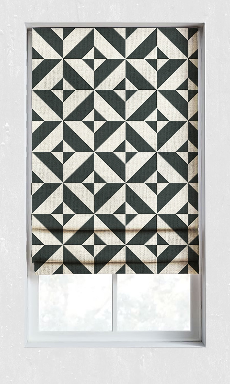 Geometrical Print Window Treatments Fabric Sample (Black/ Ivory)