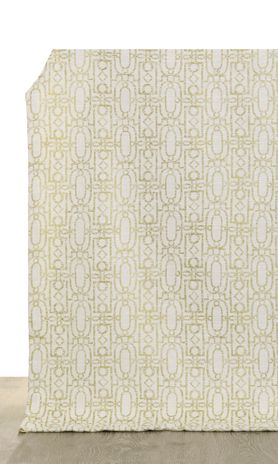 Trellis Poly-Cotton Window Treatments Fabric By the Yard (Off White/ Green)