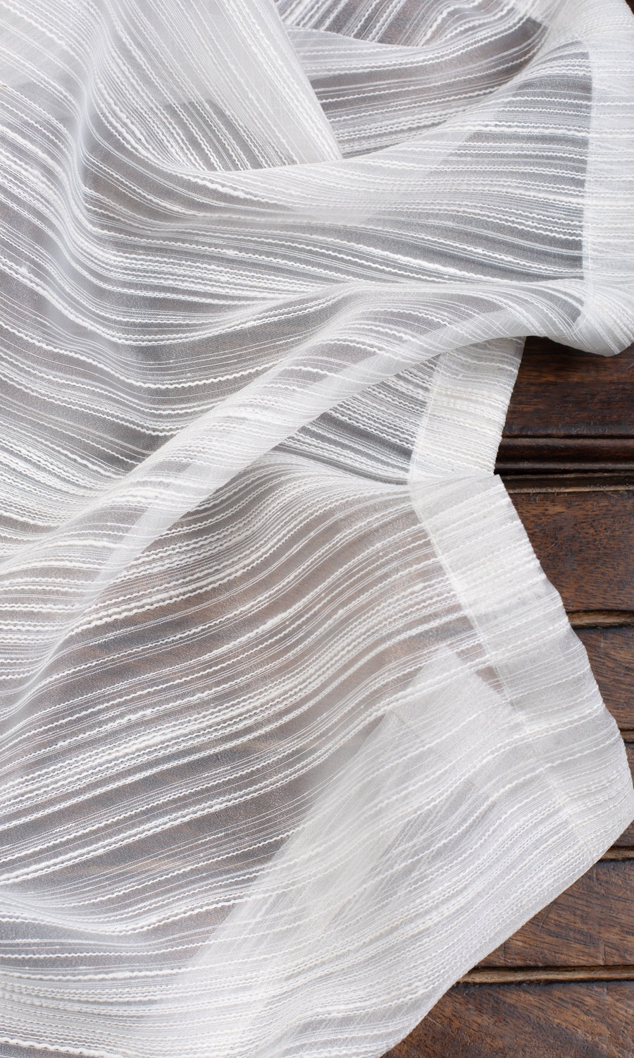 Striped Sheer Home Textile Fabric Material By the Yard (White)