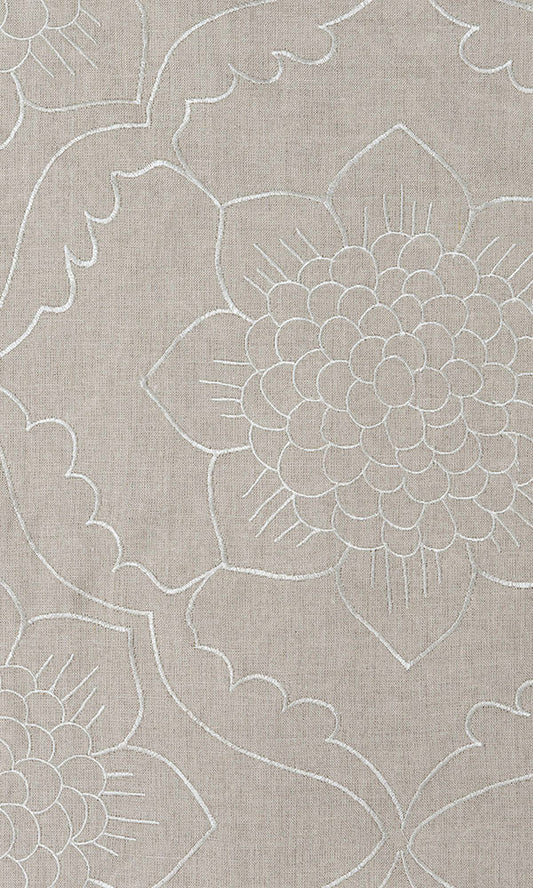 Floral Embroidered Linen Roman Shades (Brown)