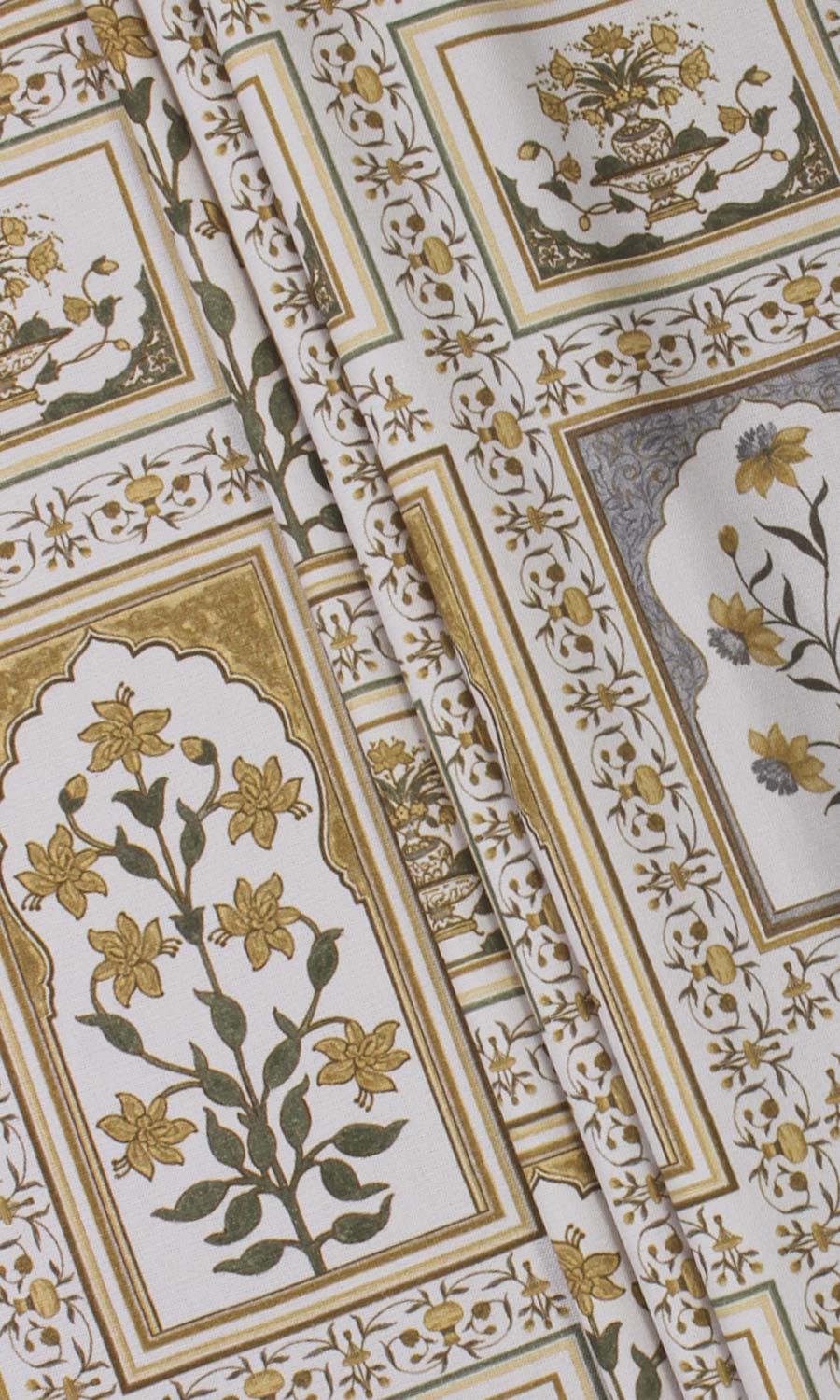 Floral Cotton Fabric Sample for Roman Blinds & Shades (Grey/ Yellow)