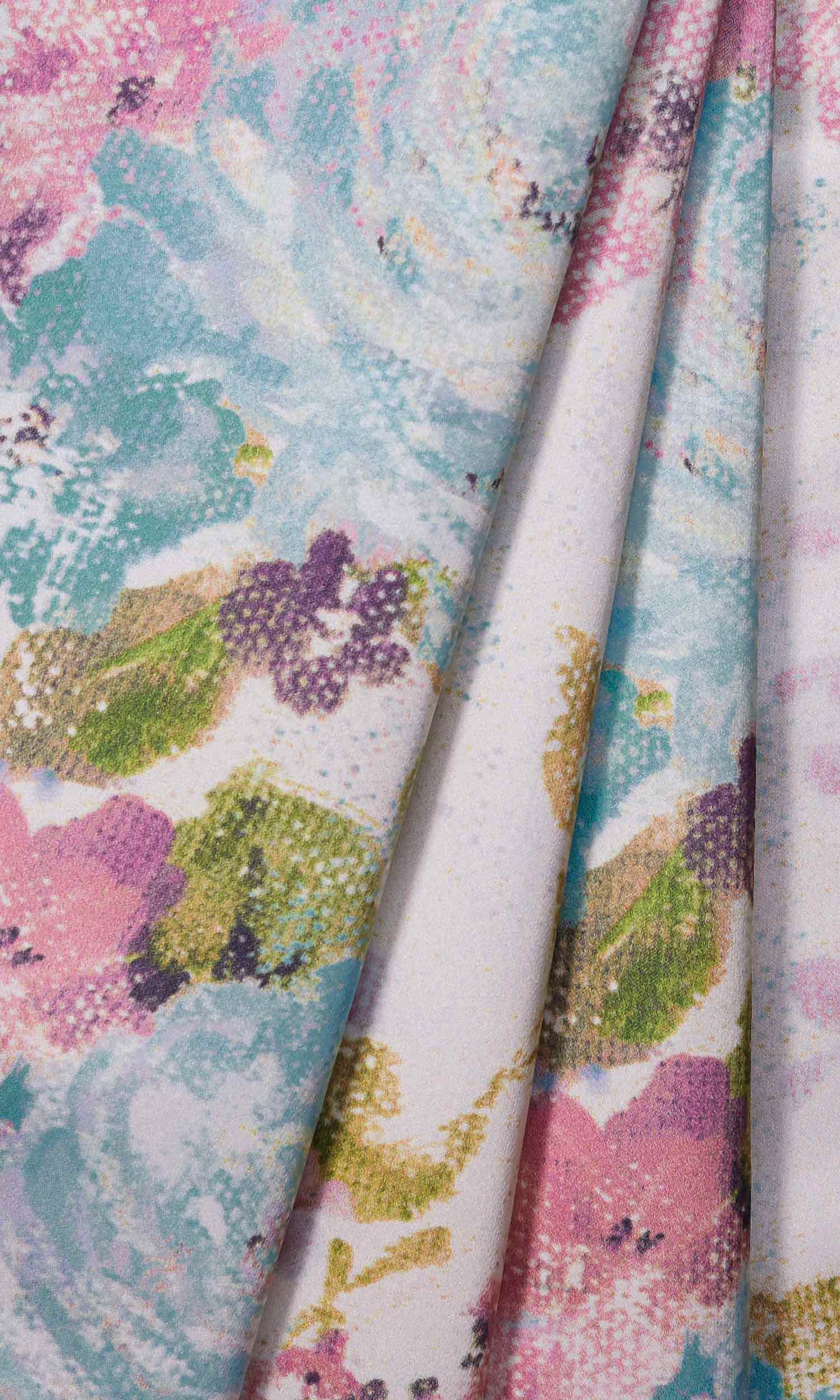 Floral Window Treatments Fabric By the Yard (Pink/ Blue/ White)
