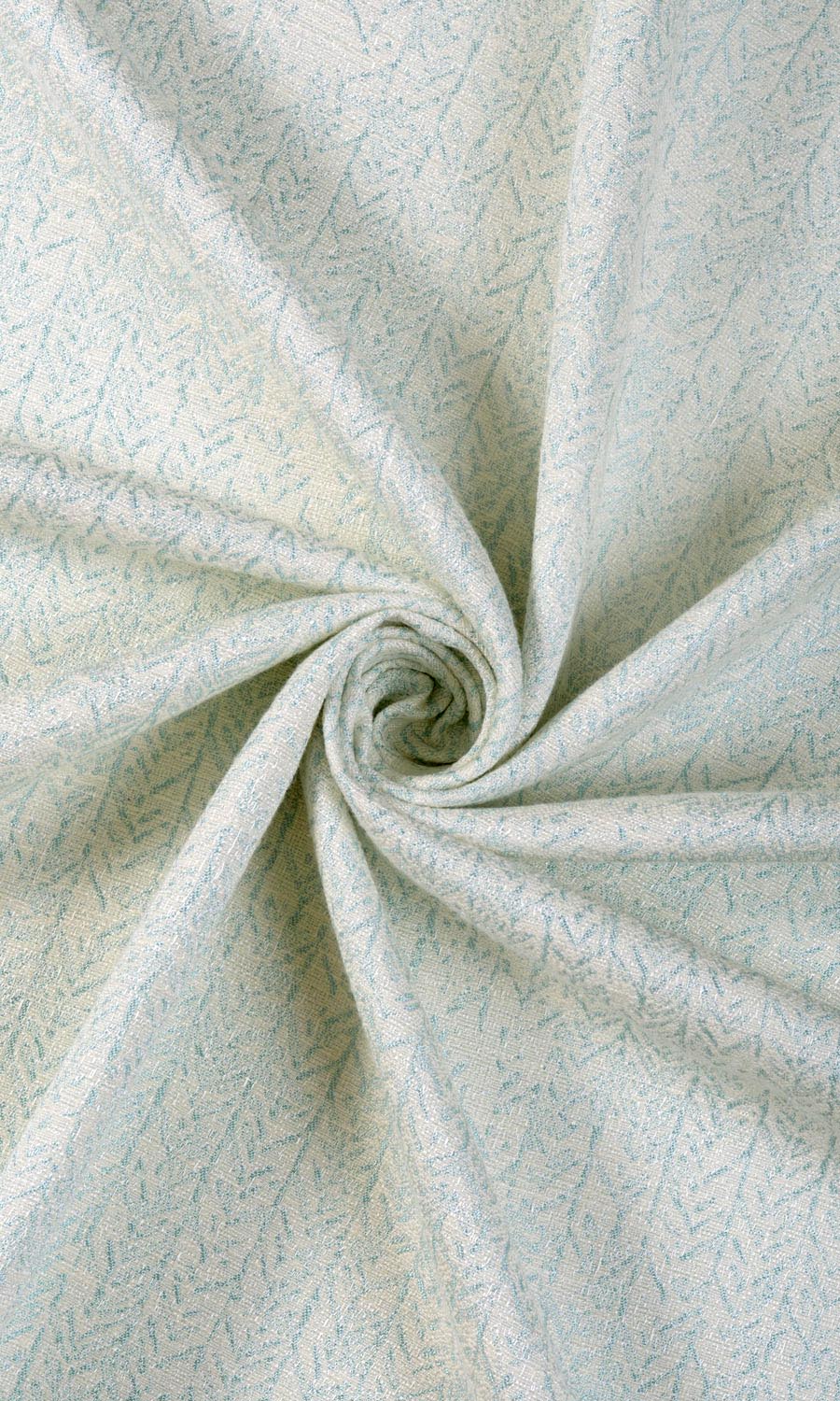 Herringbone Poly-Cotton Fabric By the Yard for Curtains & Drapes (White/ Blue)