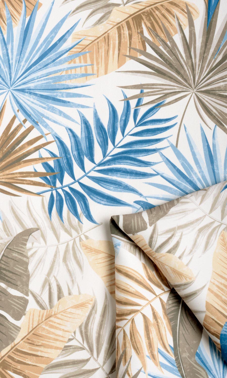 Botanical Floral Free Fabric Material Sample (Blue/ Brown)