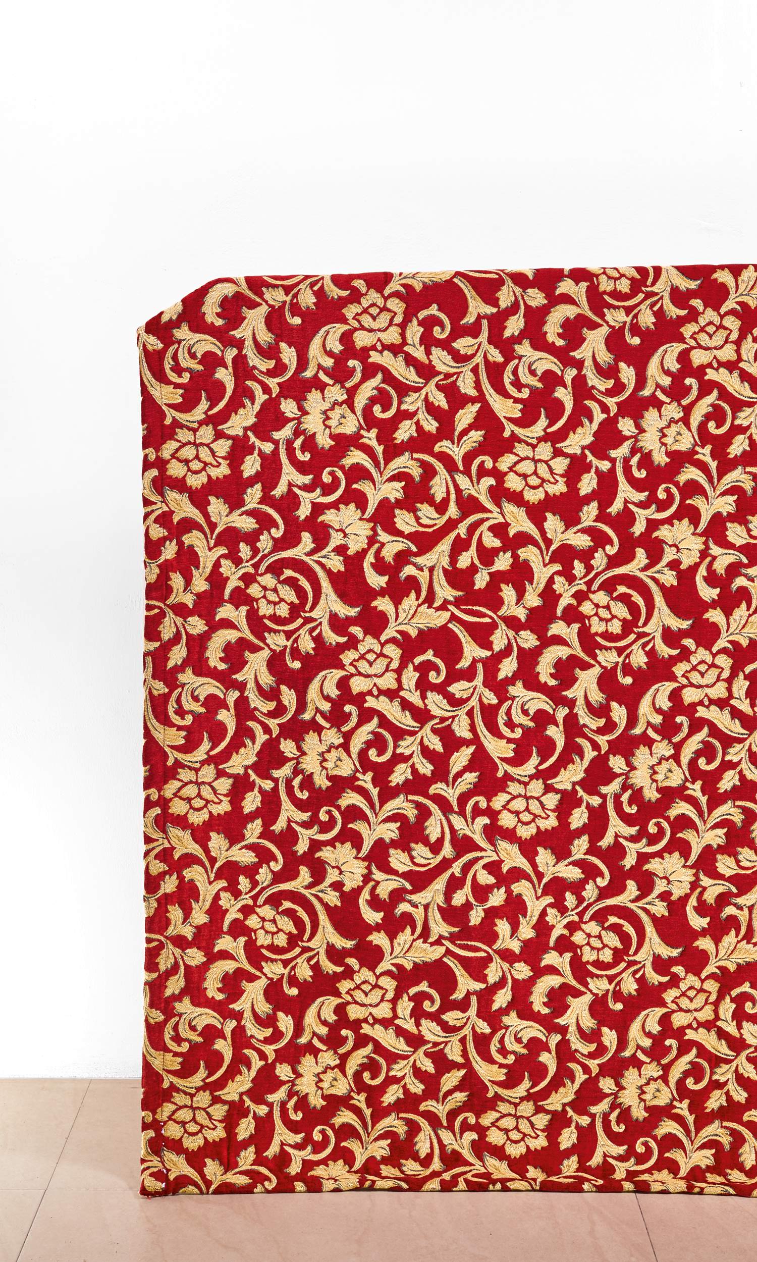 Floral Velvet Home Décor Fabric By the Yard (Beige/ Red)