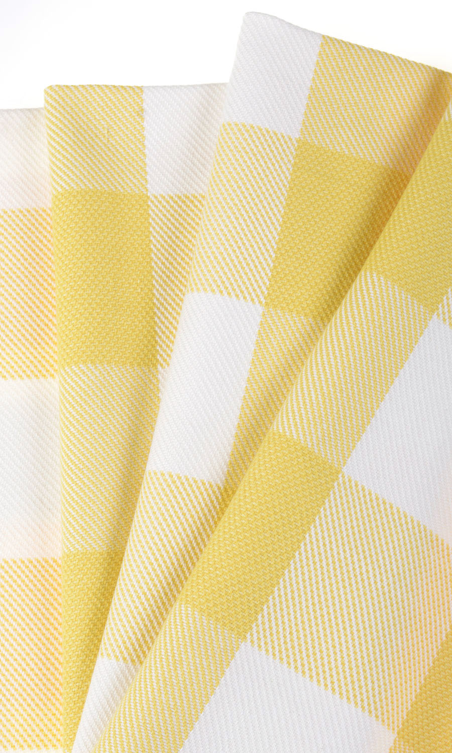 Buffalo Check Fabric Material By the Yard (Lemon Yellow/ White)