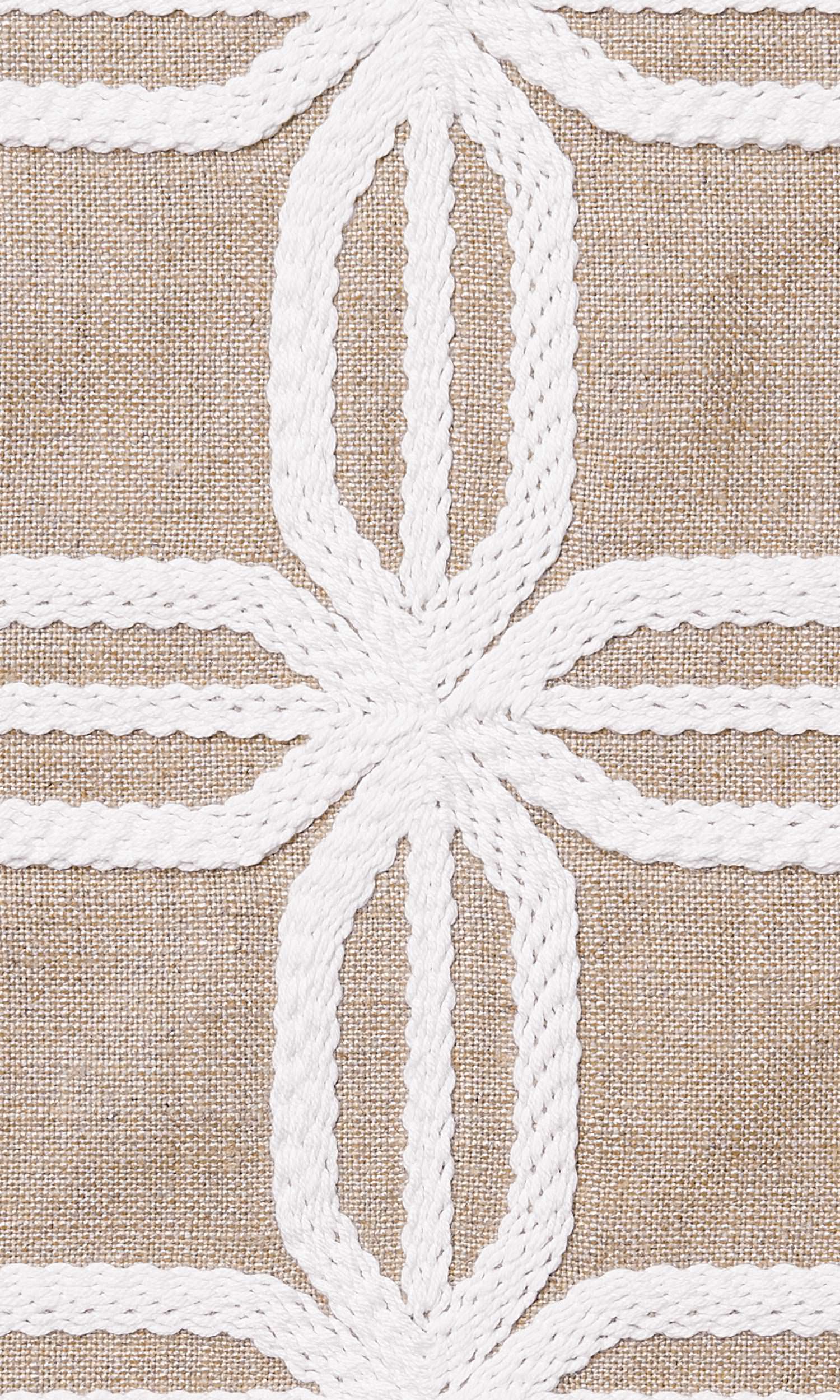 Geometric Cotton-Linen Home Textile Fabric Material By the Metre (Beige/ White)