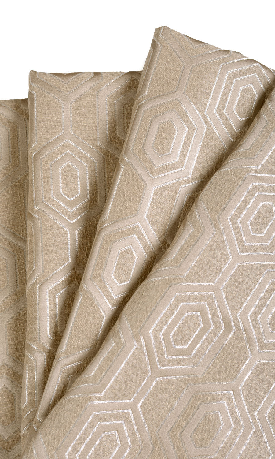 Jacquard Honeycomb Patterned Home Décor Fabric By the Yard (Beige)