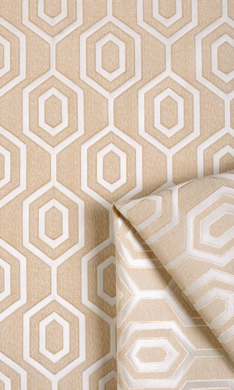 Honeycomb Patterned Home Textile Fabric Material By the Yard (Sand Beige/ White)