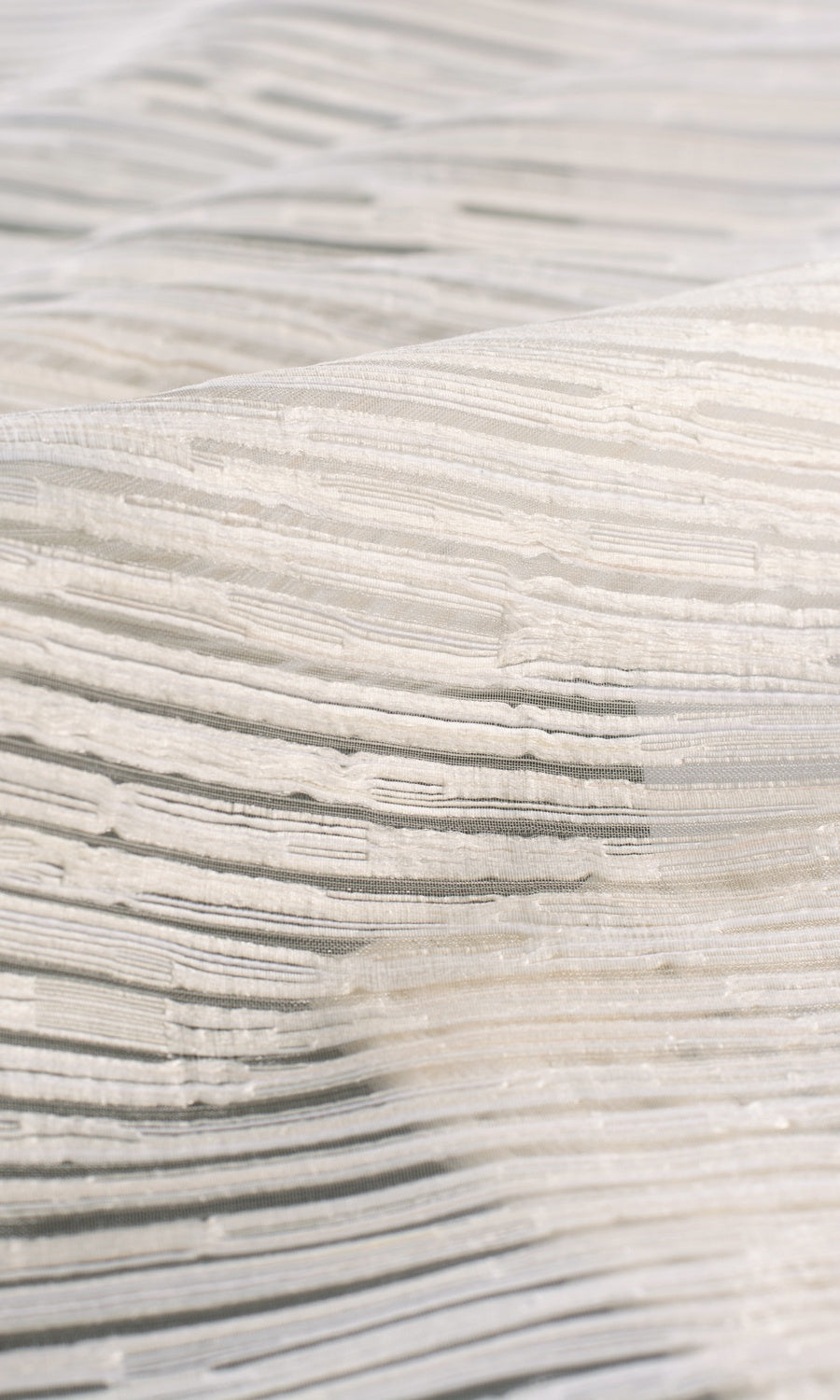 Striped Sheer Home Textile Fabric Material By the Yard (Cream)