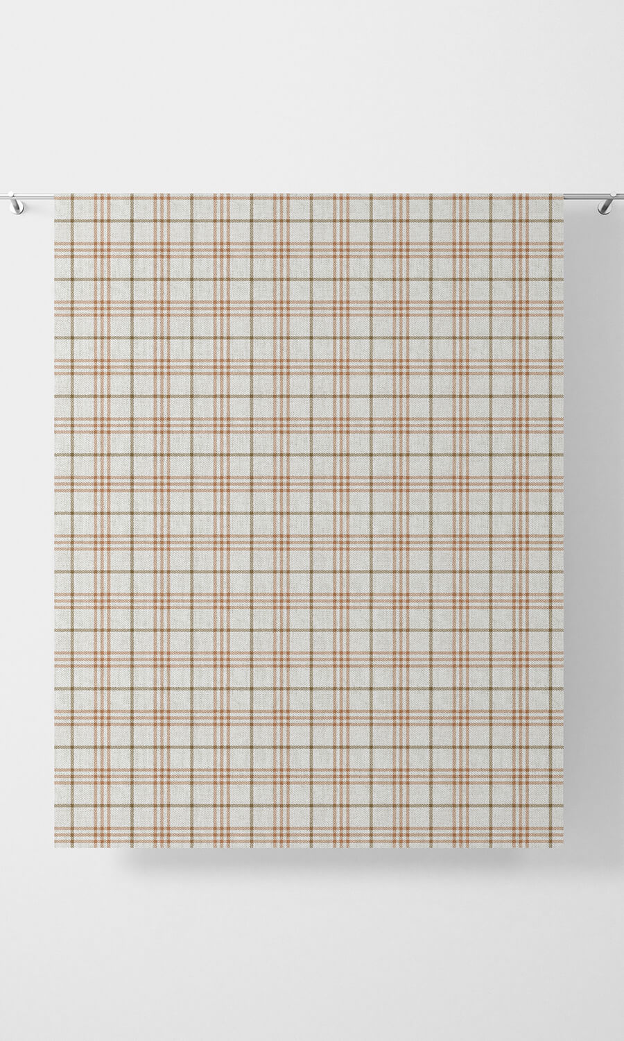 Checkered Free Fabric Material Sample (Linen White & Muted Orange)