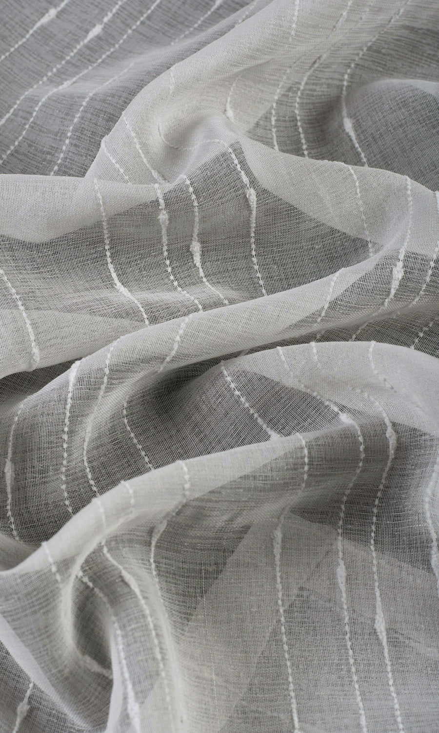 Striped Sheer Home Textile Fabric Material Sample (Grey)