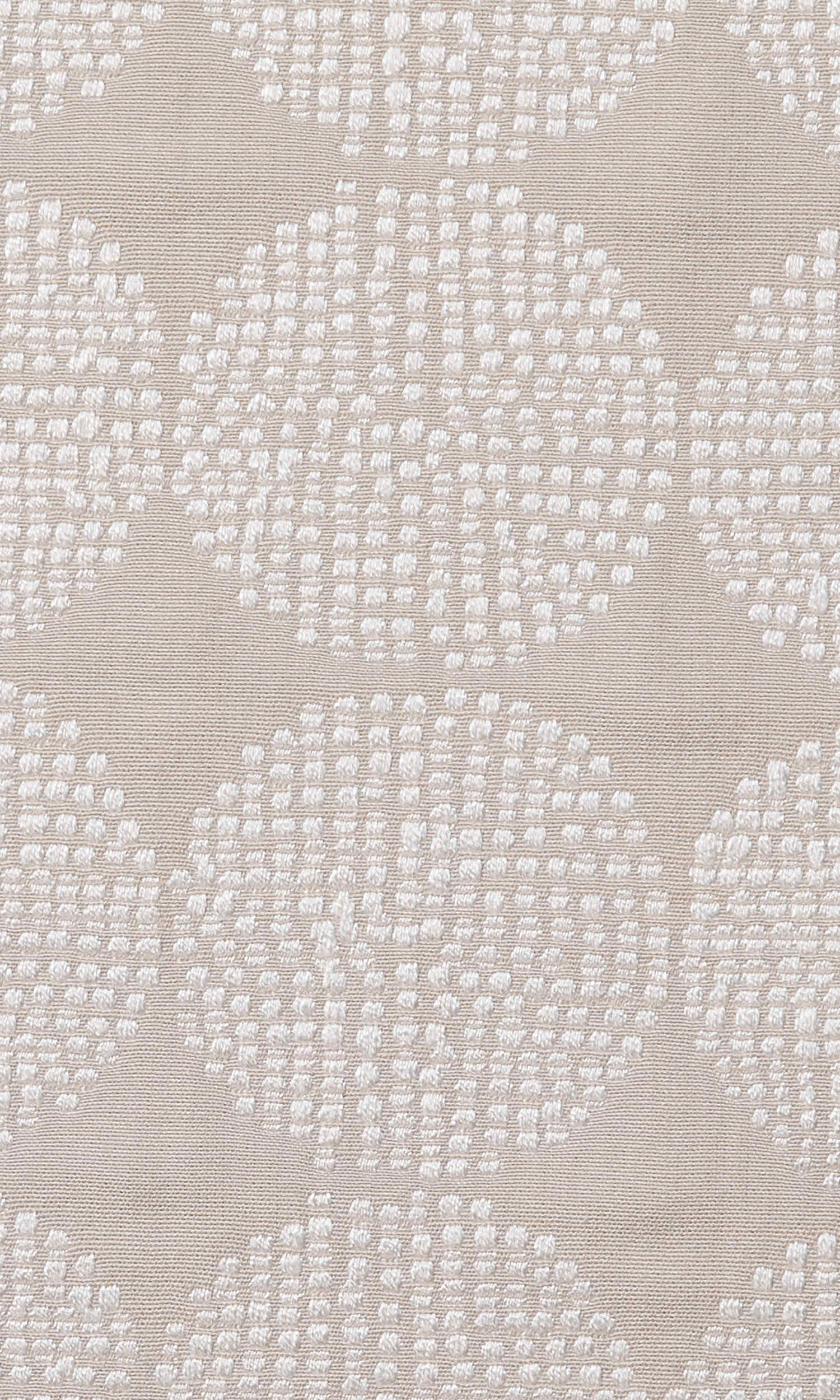 Geometric Embroidered Home Textile Fabric Material By the Yard (Beige/ White)