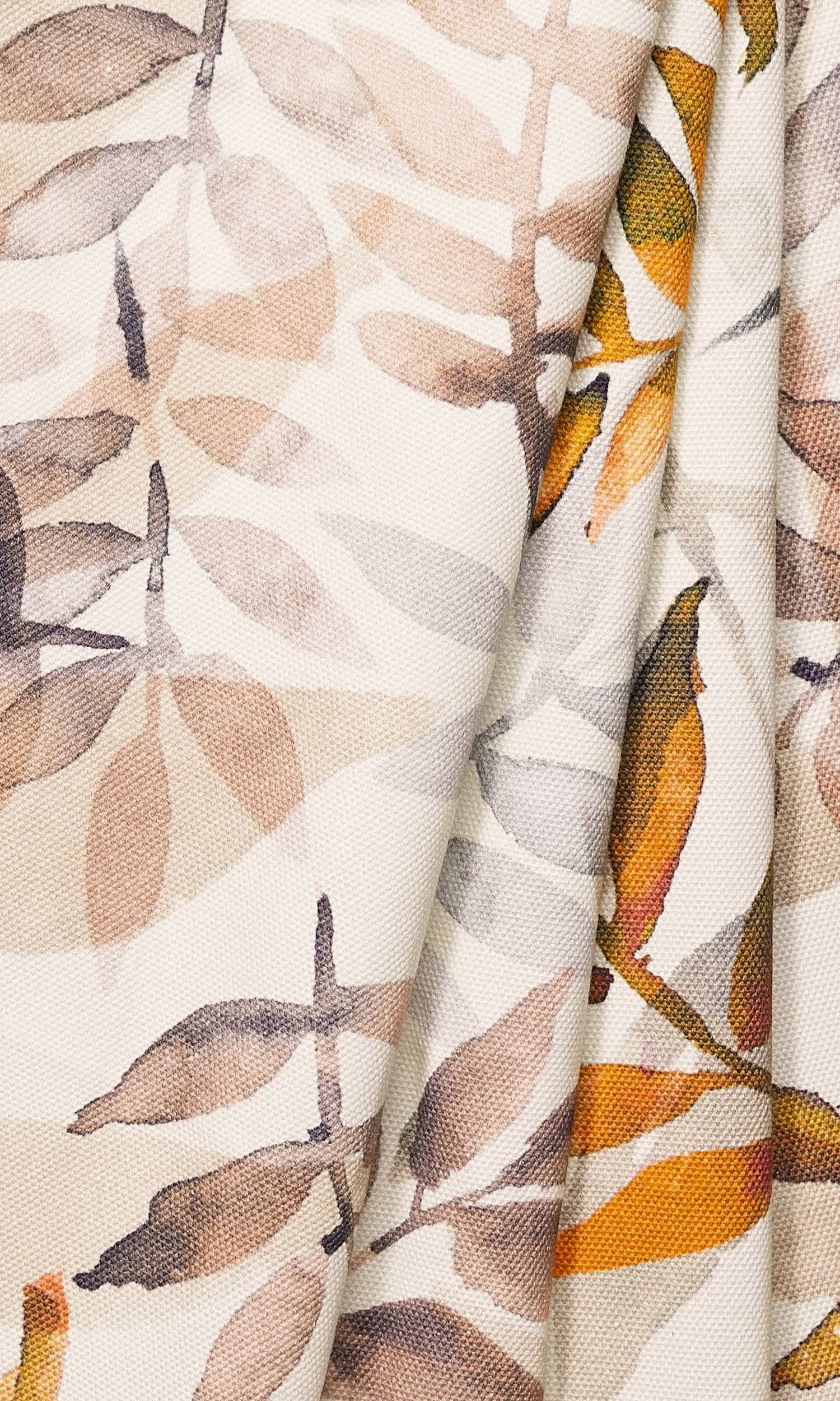Floral Cotton Window Treatments Fabric By the Yard (Orange/ Gray/ Brown)