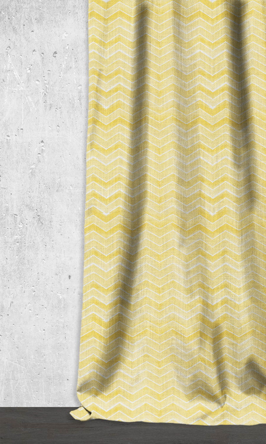 Chevron Print Home Décor Fabric By the Metre (White/ Yellow)
