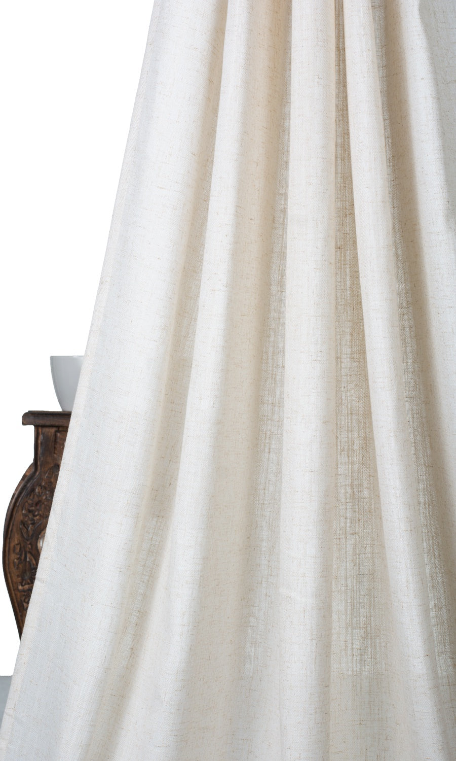 Semi-Sheer Linen Texture Home Textile Fabric Material Sample (Cream)