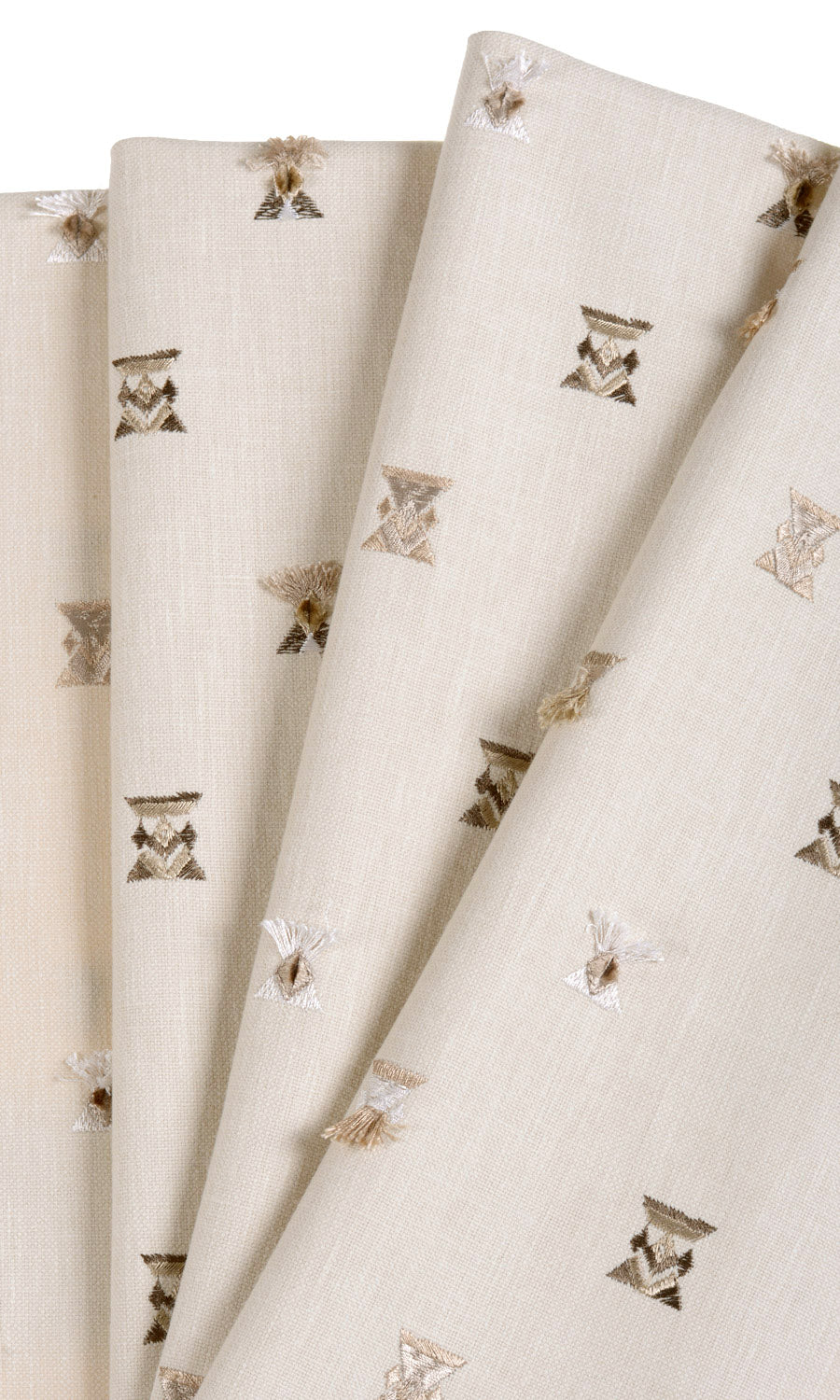 Embroidered Home Textile Fabric Material By the Yard (Beige/ Brown/ White)