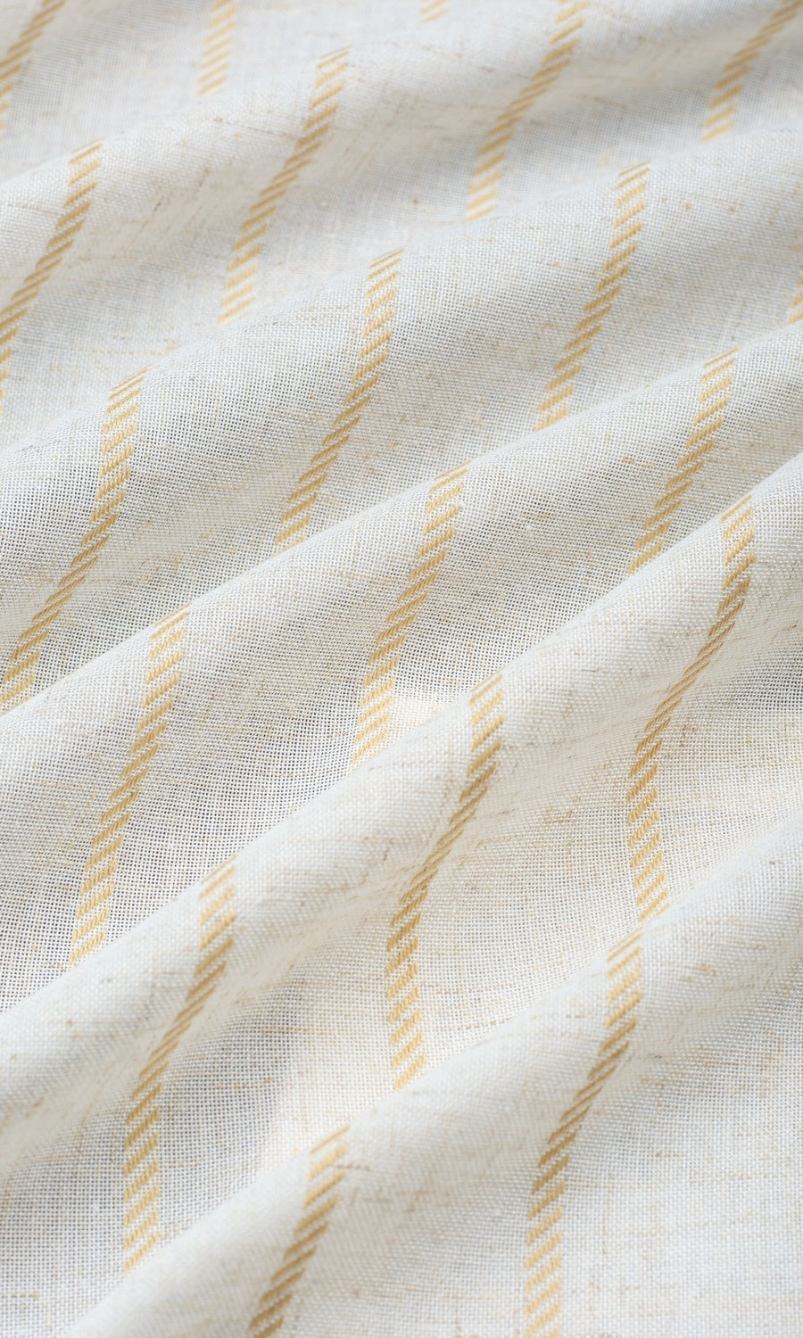 Striped Sheer Fabric Sample for Roman Blinds & Shades (White/ Mustard Beige)