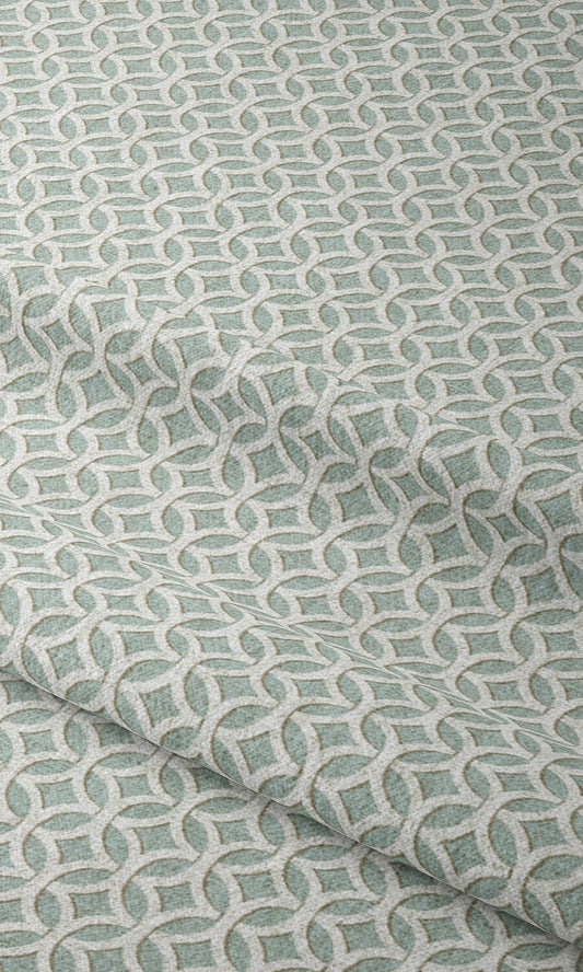 Geometric Print Blinds (Aqua Blue/ White)