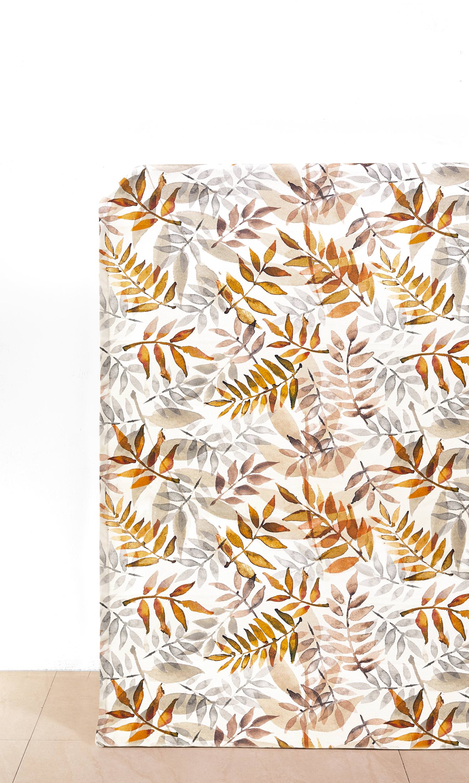 Floral Cotton Home Décor Fabric By the Yard (Orange/ Gray/ Brown)