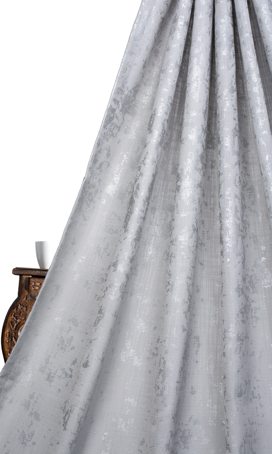 Metallic Abstract Print Home Textile Fabric Material Sample (Silver)