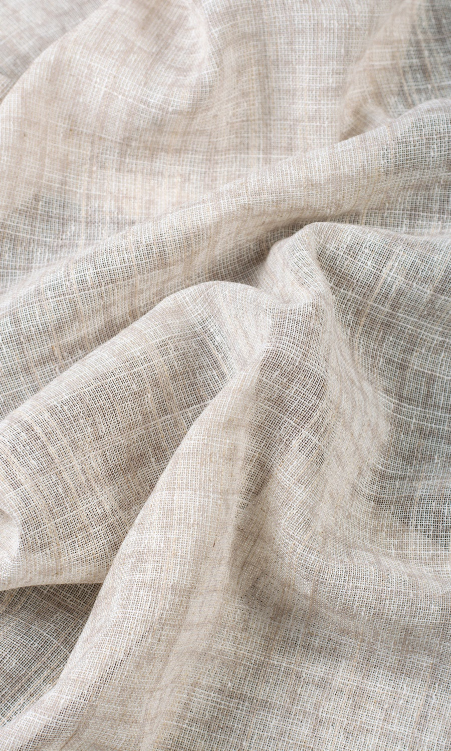 Checked Sheer Home Décor Fabric Sample (Cream/ Pale Beige)