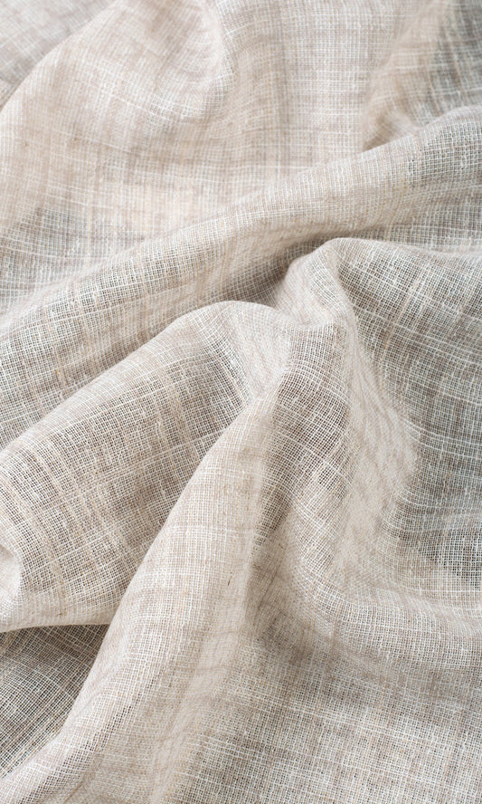 Checked Sheer Home Décor Fabric By the Yard (Cream/ Pale Beige)