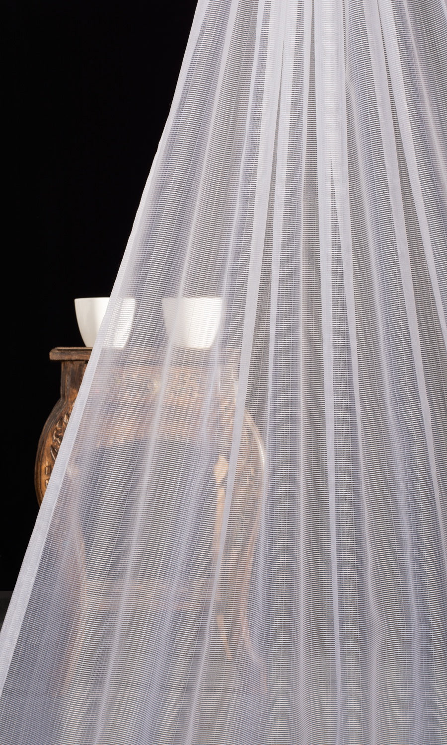 Textured Sheer Home Textile Fabric Material By the Yard (White)