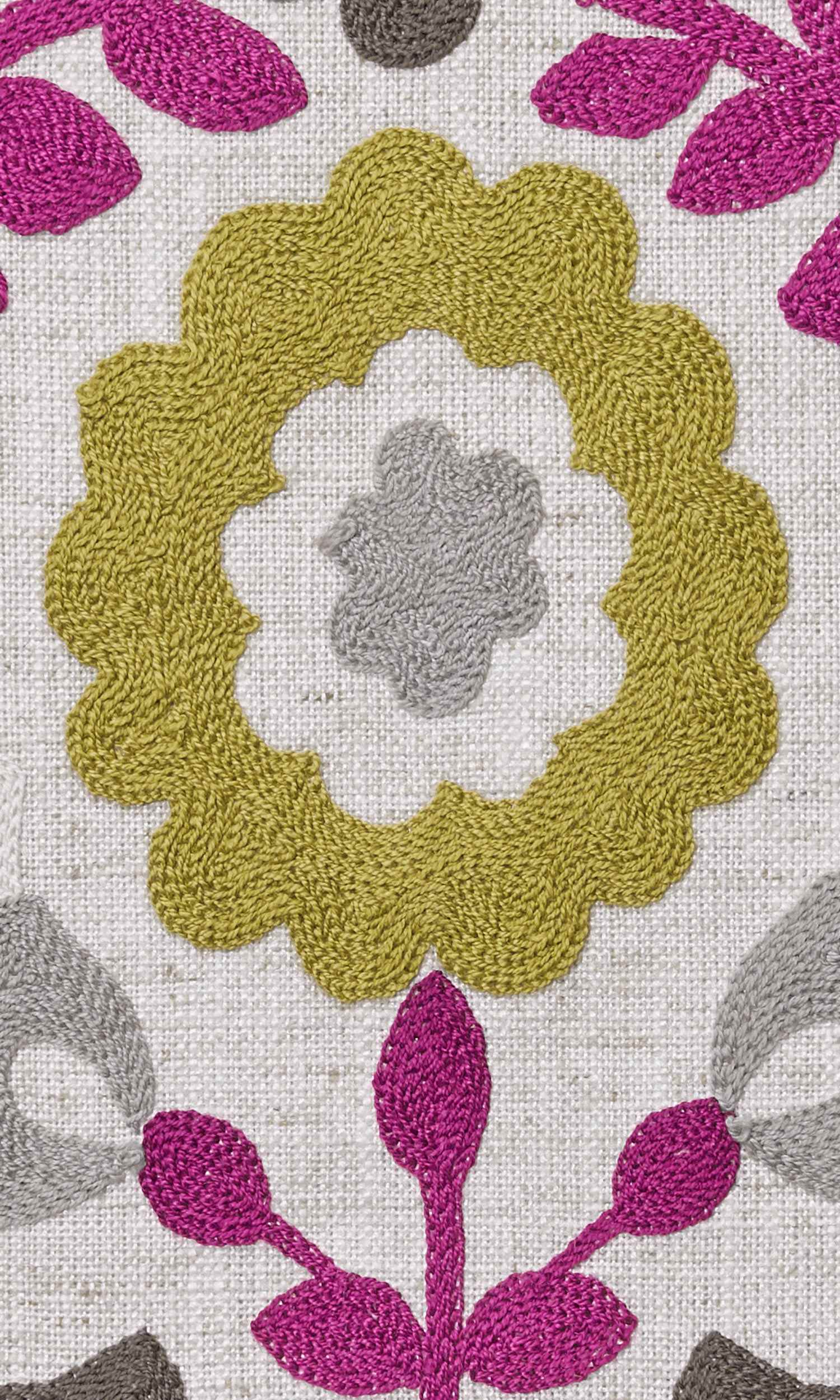 Floral Home Textile Fabric Material By the Yard (White/ Magenta/ Gray/ Green)
