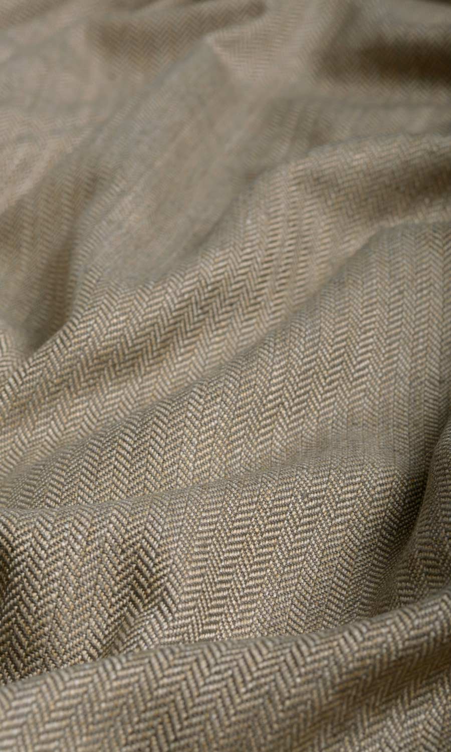 Herringbone Textured Fabric By the Yard for Curtains & Drapes (Mocha Brown)