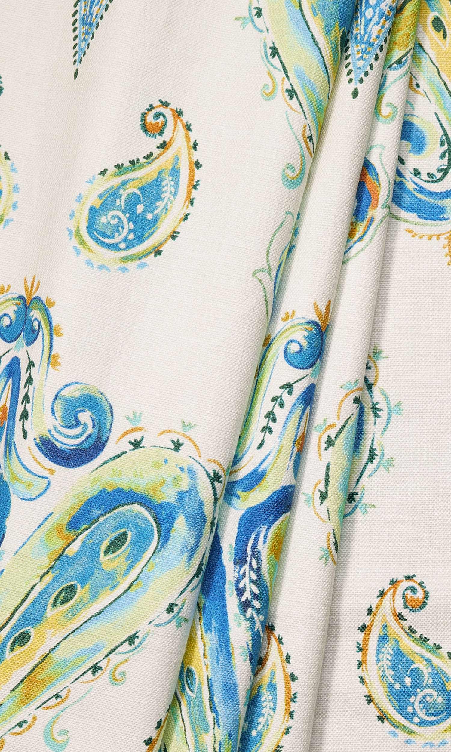 Paisley Print Home Décor Fabric By the Yard (Green/ Blue)