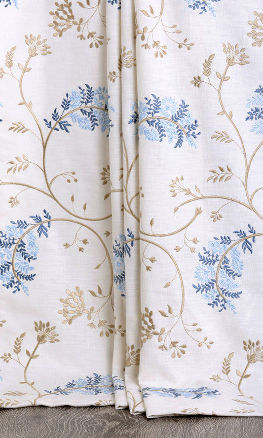 Floral Embroidery Blinds (Brown/ Blue/ White)