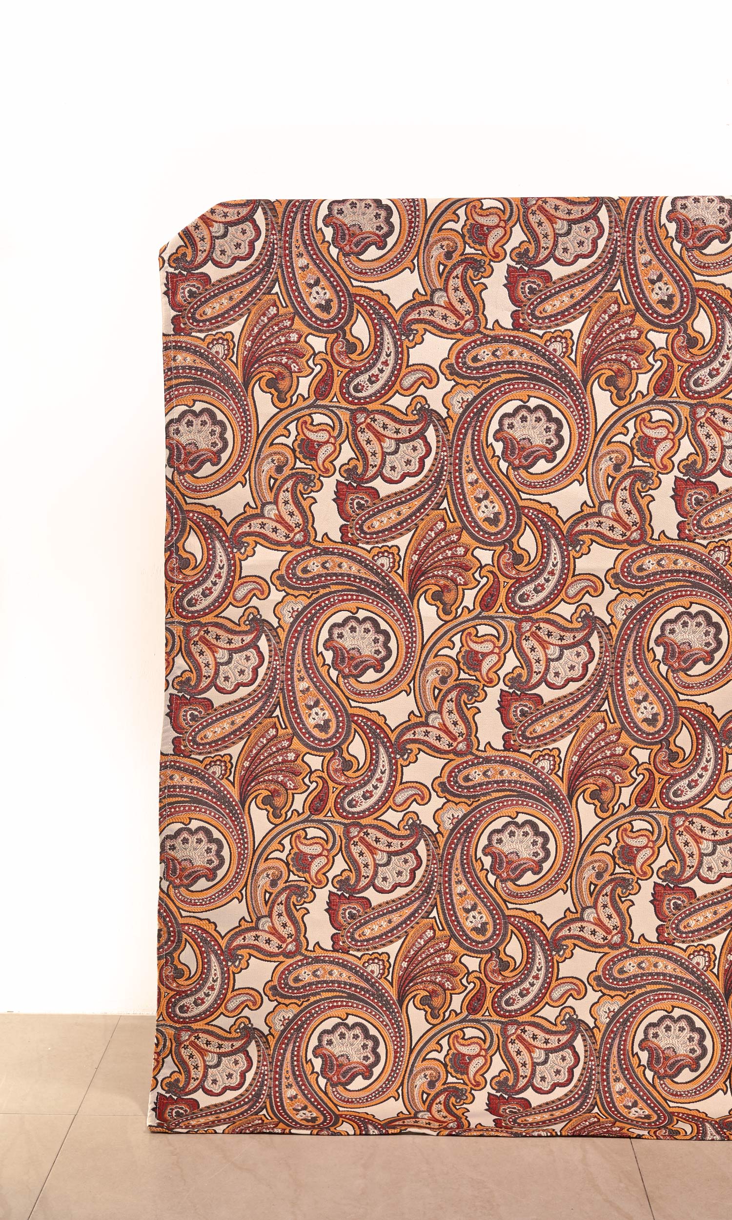 Paisley Home Décor Fabric Sample (Brown/ Russet Red/ Deep Yellow)