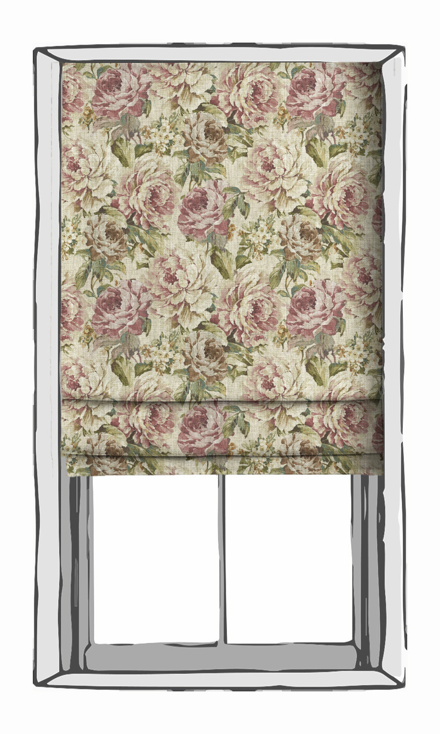 Floral Window Treatments Fabric By the Metre (Ivory/ Green/ Pink)