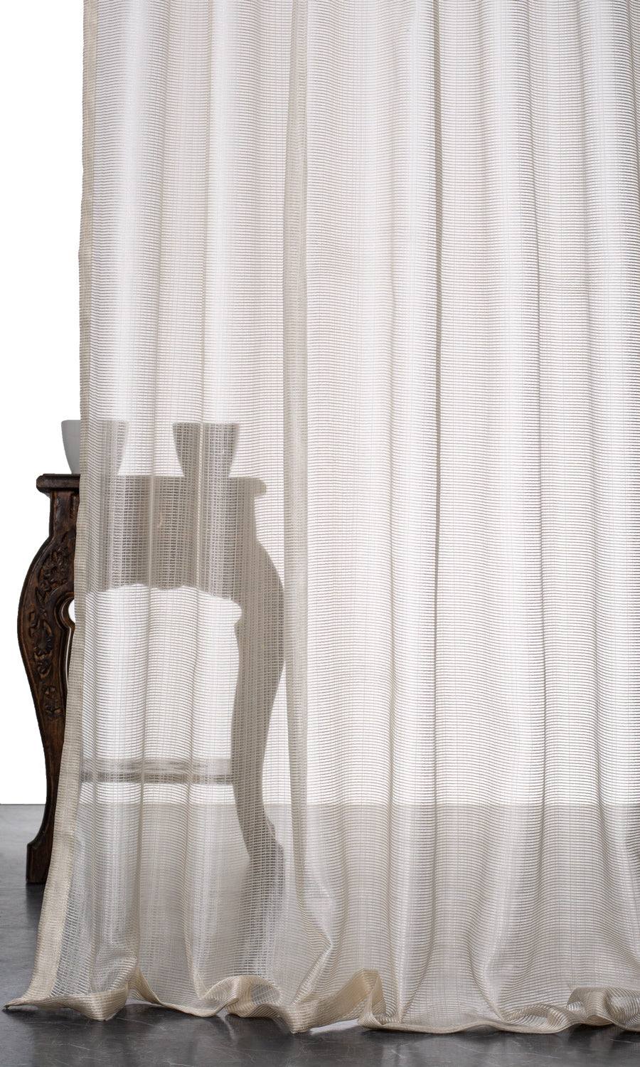 Textured Sheer Window Treatments Fabric By the Yard (Ivory/ Pale Beige)