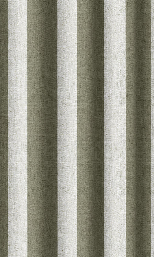 Striped Home Décor Fabric By the Metre (Olive Green/ White)