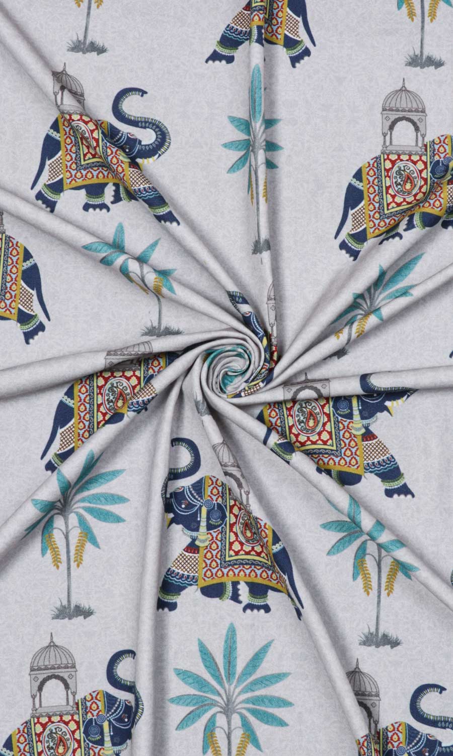 Printed Cotton Fabric Sample for Roman Blinds & Shades (Grey/ Blue)