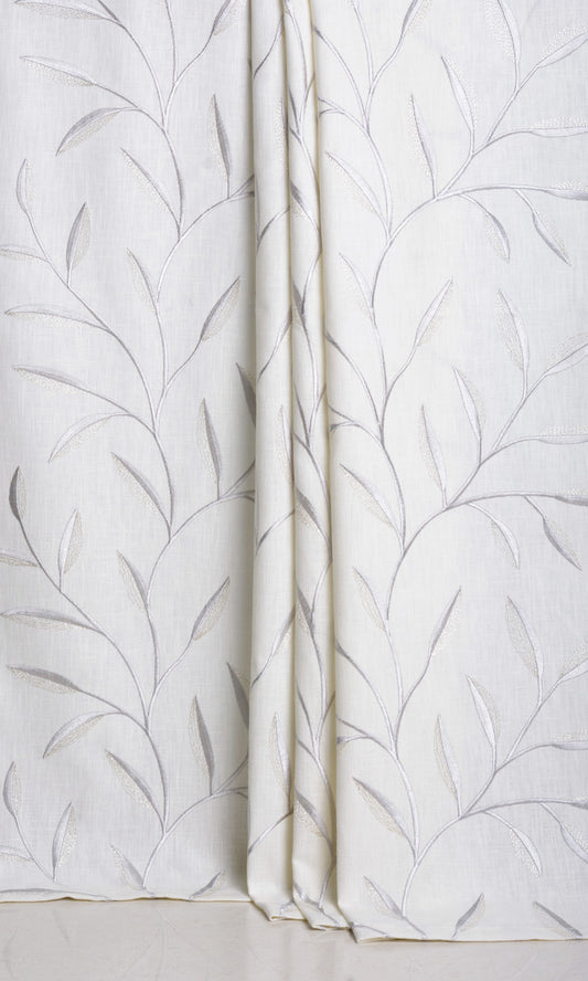 Floral Embroidery Home Décor Fabric By the Yard (White/ Cream)
