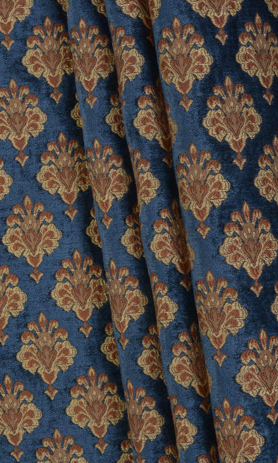 Velvet Free Fabric Material Sample (Navy Blue and Gold)