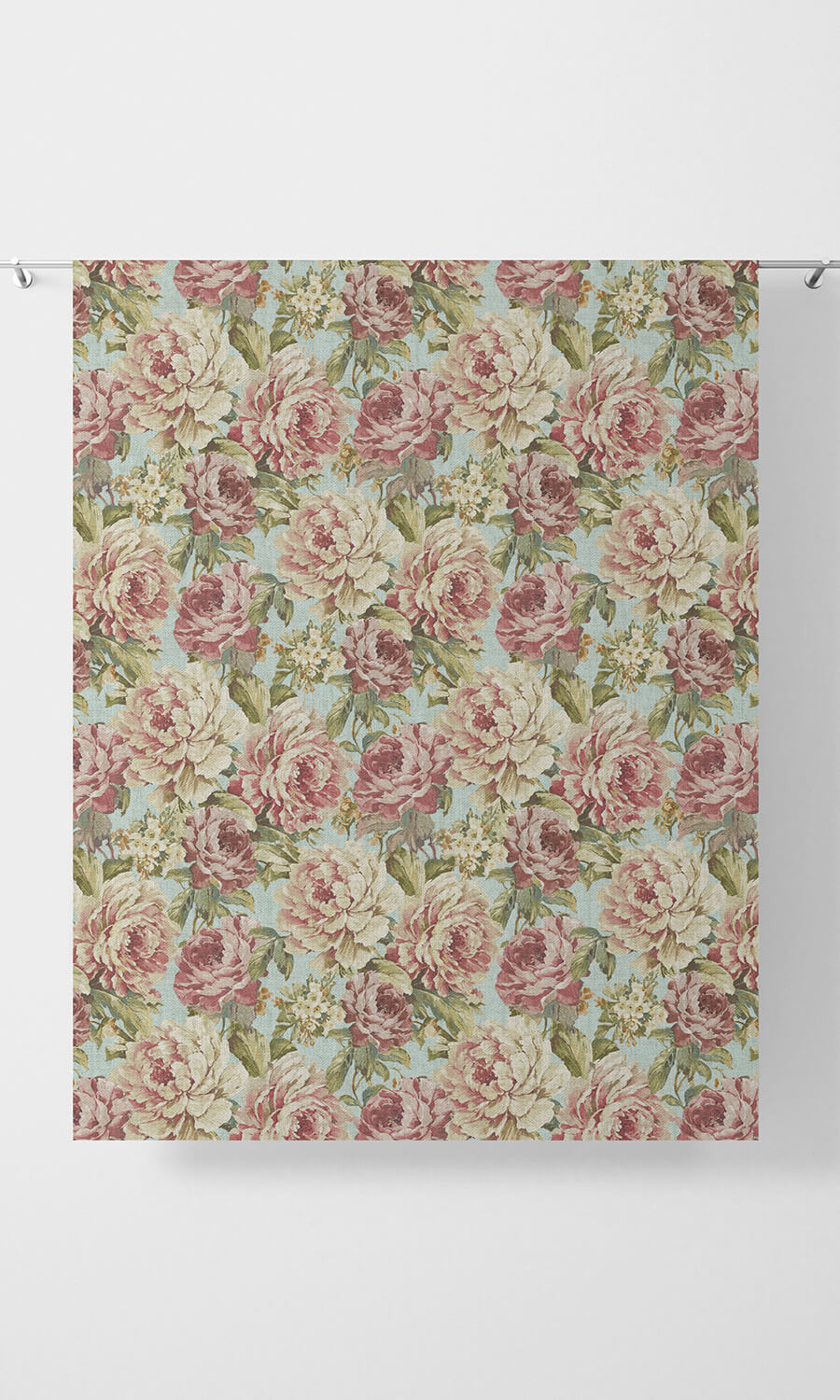 Classic Floral Patterned Home Décor Fabric By the Metre (Pink & Blue)